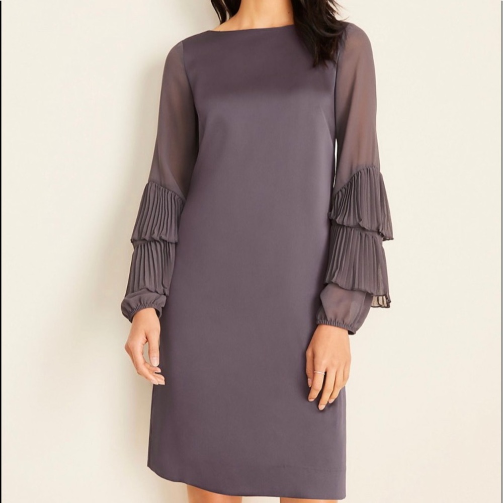 Ann Taylor pleated Ruffle Sleeve Dress (never worn)